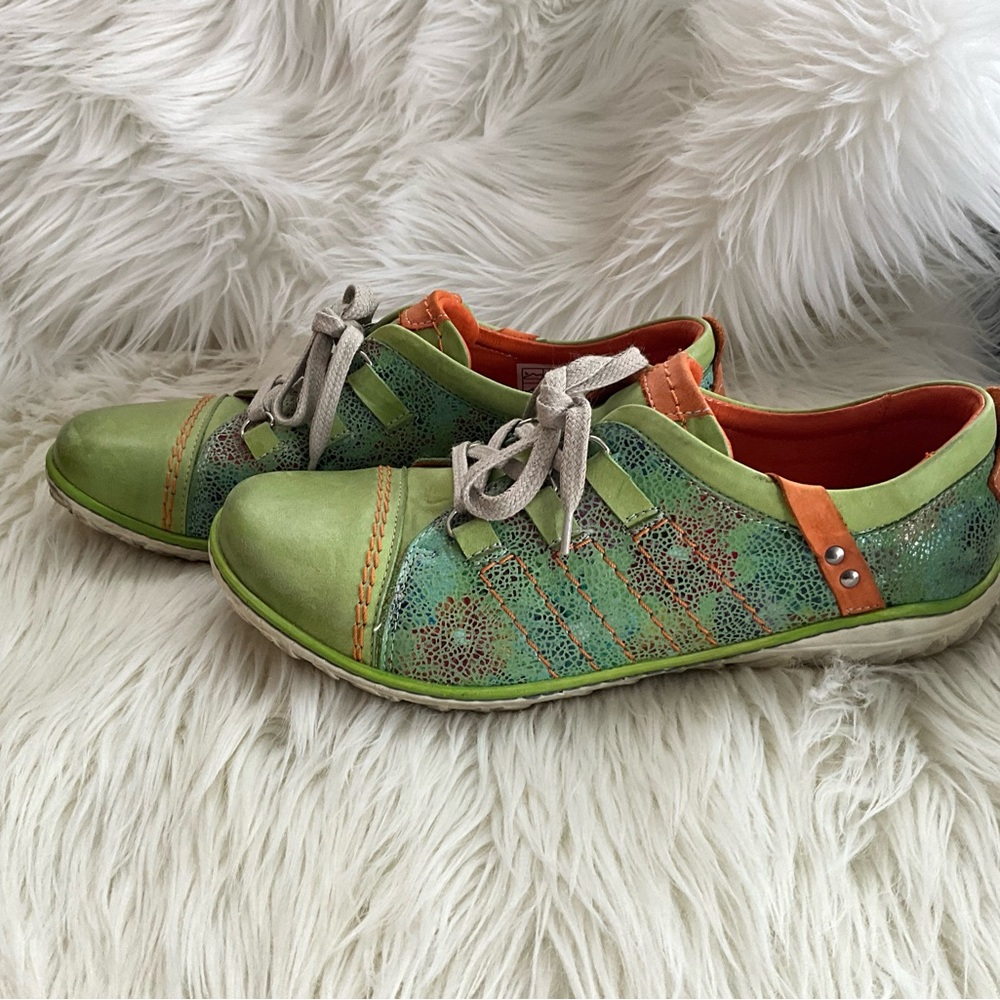 Stylish Green and Orange Women's Sneakers